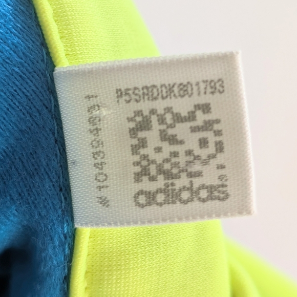 Adidas Women's Teal and Neon Lime Full Zipped Embroidered Jacket ~ Size Medium - Picture 12 of 13